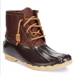 Sperry Tan Dark Brow Saltwater Duck Booties